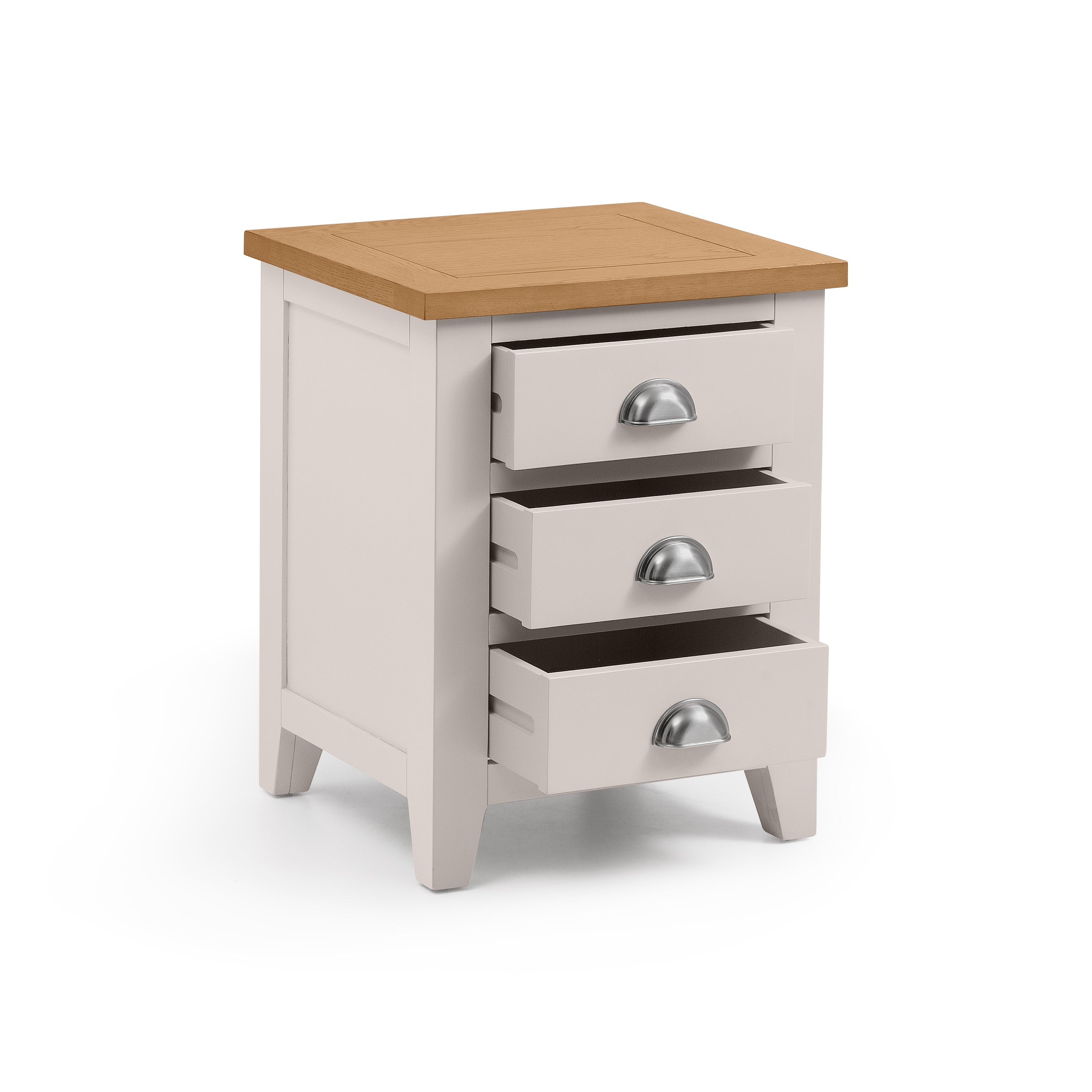 Chelsea Grey Oak Wood Bedside Table | 3 Drawers